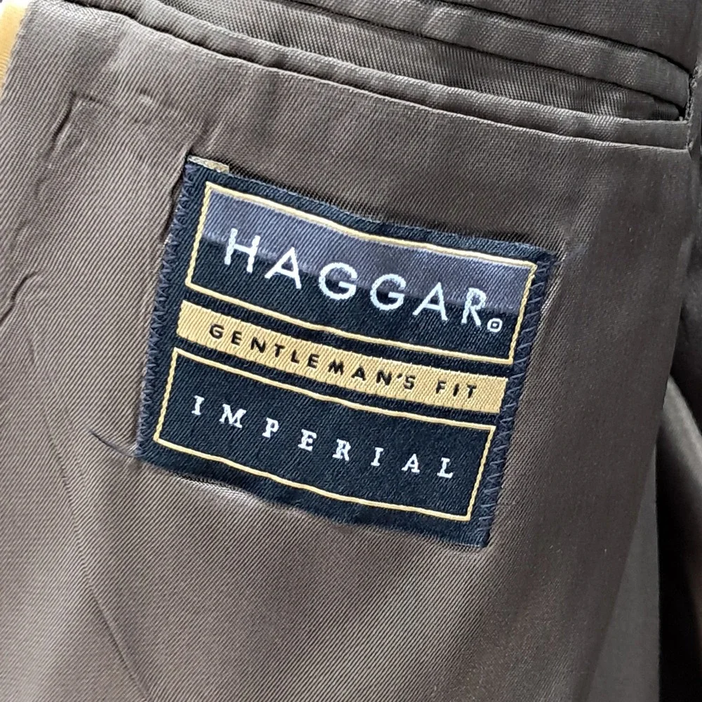 Haggar Imperial Mens Grey Pinstripe Double Breasted Blazer Jacket Size 42 8102